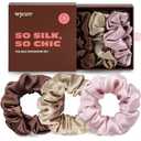Wycare 100% Silk Scrunchies - Gentle on Hair Mulberry Silk Scrunchies for Women - Luxurious Sleep Ties for Women's Curly Hair (Set of 3 Nude)