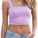 Abardsion Women's Sexy Sleeveless Skinny Basic Strappy Crop Tank Tops (Purple, L)