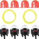 4 x 10pcs 2ft Small Engine Fuel Line Hose Replacement Kit with Primer Bulb & Carburetor for Walbro Lawn Mower Blower Edger Accessories (Red Oil Cup)