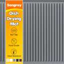 Songrey 18" x 16" Silicone Dish Drying Mat, Kitchen Counter Drying Pad for Sink Dishes or Under Rack, Multi-Use as Heat Resistant Trivet, Coffee Bar Mat (Dark Gray)