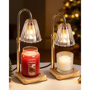 Marycele Candle Warmer Lamps 2 Pack, Electric Wax Warmer Lamp with Timer for Jar Candles, Aesthetic Home Decor, Housewarming Gifts for Women, Adjustable Height Clear