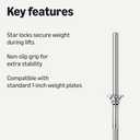 Amazon Basics 5ft Straight Barbell Bar with Star Locks, 1" Diameter