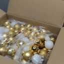 6 FEET Christmas Ball Gold Garland Ornaments Shatterproof Xmas Hanging Balls Decorations for Home Indoor Outdoor Mantel Holiday Party Wedding Tree - White & Gold