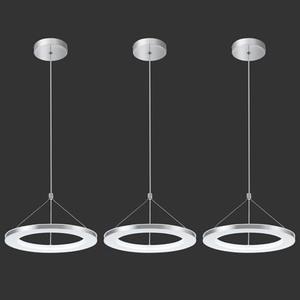 CHYING 3 Pack LED Modern Pendant Lights Kitchen Island, 11.8" 15W Cool White Ring Chandelier, Adjustable Height Silver Hanging Pendant Ceiling Light for Dining Room Bedroom Hallway Entryway, 6500K
