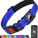 Airtag Dog Collar with AirTag Holder for Large Dogs, Reflective, Soft Padded & Safety Locking Buckle, Nylon Pet Collars Adjustable for All Breeds, NavyBlue,L (L: 1"-(13.5"-22"))