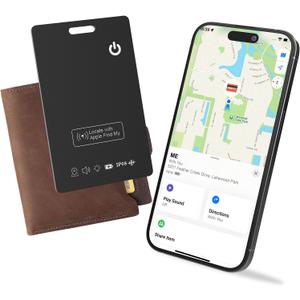 Wallet Tracking Card, Bluetooth Tracker Smart Finder for Apple Find My[MFi Certified],iPhone Card Finder Rechargeable IP68 Waterproof 0.06in Slim Keys Item Locator for Keys, Bags, Passport(iOS Only)