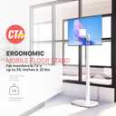 CTA Ergonomic Floor Stand For Monitors & TVs Up To 35-inches & 22 lbs - Mobile Stand With Anti-Knockdown Base & Height Adjustable - Commercial Grade - (ADD-MSADFS)