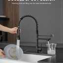 FLG Black Kitchen Faucet with Pull Down Sprayer,High Pressure Double Spout Brushed Nickel Kitchen Sink Faucet,Single Handle Stainless Steel Spring Commercial Kitchen Faucets