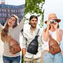 LATMAP 7L Sling Bag For Women Men Backpack Fanny Pack Crossbody Chest Travel Shoulder Belt Bags Purse Handbag PU Leather