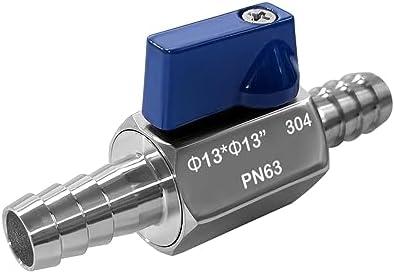 Beduan 1/2” Hose ID Barb Ball Valve 304 Stainless Steel Mini Shut Off Valve for Water Gas Fuel Drip Irrigation and Aquariums(Pack of 2) 5 Boxes
