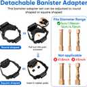 2Pcs Baby Gate Stair Railing Banister Adapter, Fits 1.9-4.72'' Diameter Universal Banisters, Wide Square/Round Railings No-Drilling Mounting Fittings for Retractable Gates, Adjustable Fixed Strap