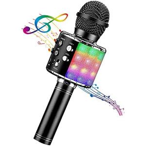 BlueFire 4 in 1 Karaoke Wireless Microphone with LED Lights, Portable Microphone for Kids, Great Gifts Toys for Kids, Girls, Boys and Adults (Red)