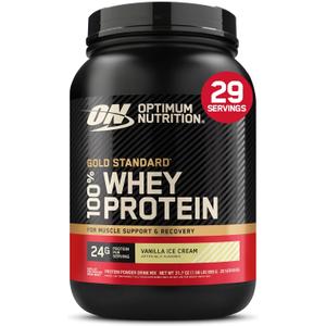 Optimum Nutrition Gold Standard 100% Whey Protein Powder, Vanilla Ice Cream, 2 Pound (Packaging May Vary) (EXP 08/01/28)