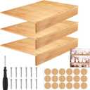 Hoolerry 3 Sets Wire Shelf Covers Wood Wire Rack Covers for Shelving Pantry Closet Removable Closet with 18 Grain Stickers for Pantry Home and Kitchen Organization(24 x 16 Inch,Wood Color)
