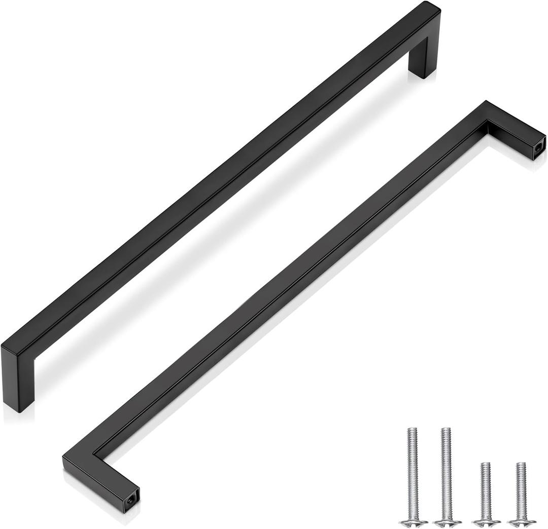 256mm (10") Center to Center Matte Black Stainless Steel Cabinet Handles 20 Pack - Kitchen Drawer Pulls & Dresser Knobs, Durable Cabinet Hardware