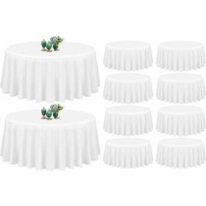 10 Pack White Round Tablecloth 90 Inch Washable Polyester Tablecloths for Round Tables Stain Resistant and Wrinkle Table Cloth Decorative Fabric Table Cover for Dining Wedding Party Banquet Buffet