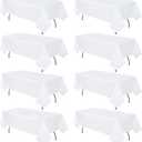 8 Pack White Tablecloth 60 x 102 Inch Rectangular Table Cloth for 6 Foot Rectangle Tables, Wrinkle Resistant Washable Polyester Fabric Table Covers for Wedding Party Banquet Buffet and Camping