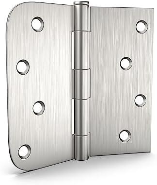 Goldenwarm 6 Pack Brushed Nickel Door Hinges 4x4 Inch With Square & Round Corners - Satin Nickel Iron