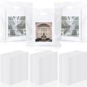 Janlaugh 150 Pcs Large Thank You Bags with Handle Bulk 16 x 18 Inch Thick Plastic Shopping Merchandise Boutique Retail Gift Goodie Bags 2.36 Mil(Clear)