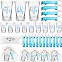 Pickmesh 96 Pcs Baby Shower Party Favors for 24 Guest, Boy or Girl Shot Glasses Gifts, Bottle Openers, Thank You Tags, Organza Bags Baby Shower Prizes for Guest Return Gifts Gender Reveal Party(Blue)