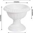 Efavormart 4 Pack White Roman Style Plastic Flower Pot Vases, Classic Urn Planter Floral Pedestal Vase Table Centerpieces - 6"