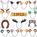 13PCS Woodland Animal Headbands Forest Friend Wild One Camping Theme Felt Ears Headbands For Woodland Creature Theme Baby Shower Birthday Party Favors Kids Adults Cosplay Apparel Party Supplies