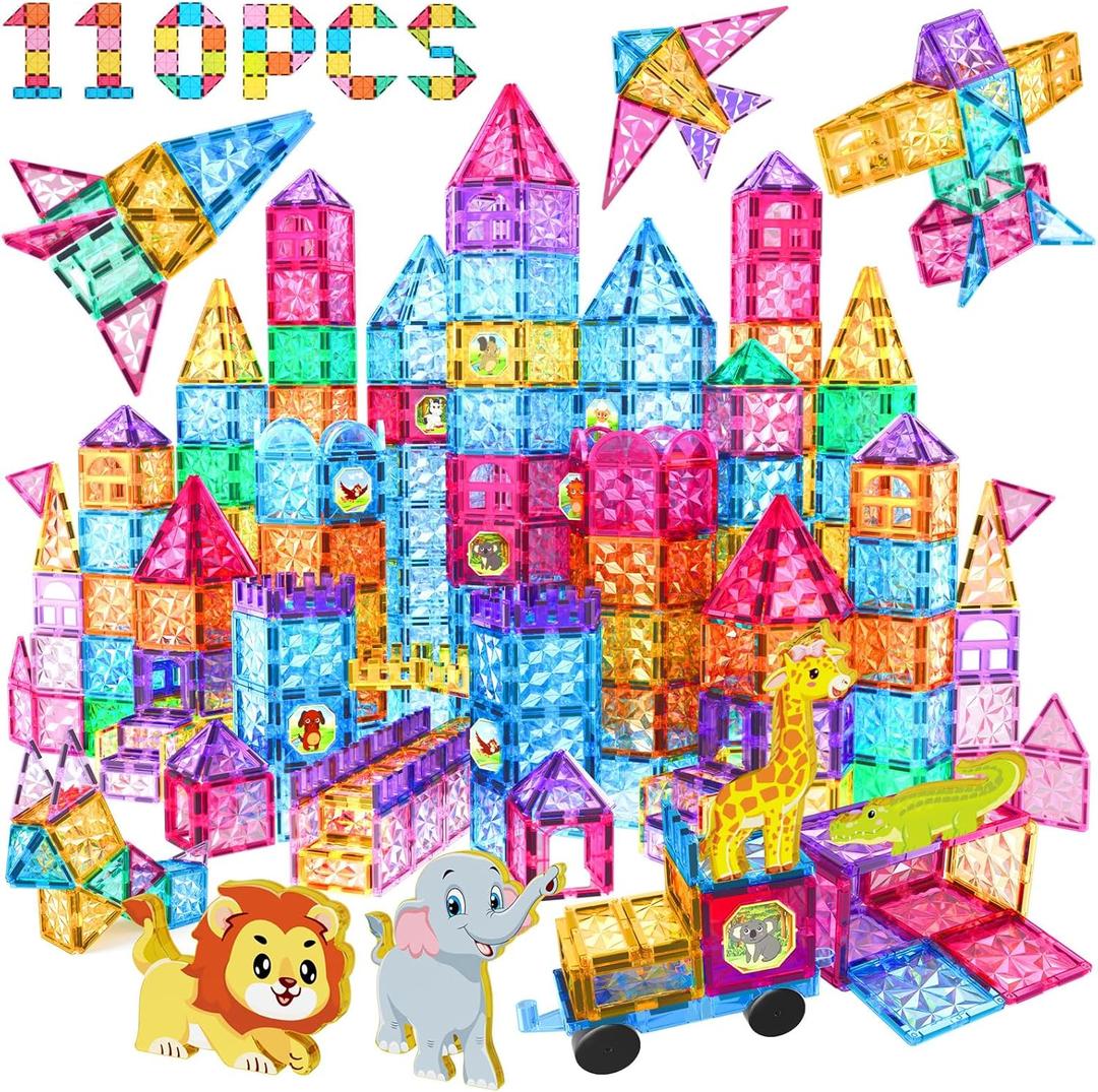 Jasonwell Magnetic Tiles Kids Magnetic Blocks Building Sets 3D Magnet Tile Building Toy Construction Educational STEM Toys Christmas Birthday Gifts for Toddlers Boys Girls 3 4 5 6 7 8 9 10 + Year Old    