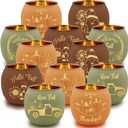 SHMILMH Fall Table Centerpiece Decorations Set of 12 Glass Votive Tealight Candle Holder for Wedding, Party, Thanksgiving, Fall Decor for Indoor and Outdoor