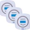 3 Packs Carbon Monoxide Detectors - Hembisen CO Alarm Detector Monitor Battery Operated with Digital Display for House Kitchen Restaurant Hotel Office