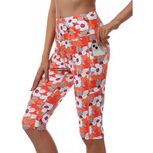 Cagola Womens Swim Capris Swim Pants Knee Length Long Swim Shorts UPF50+ Capri Swimsuits High Waisted Tummy Control Quick L