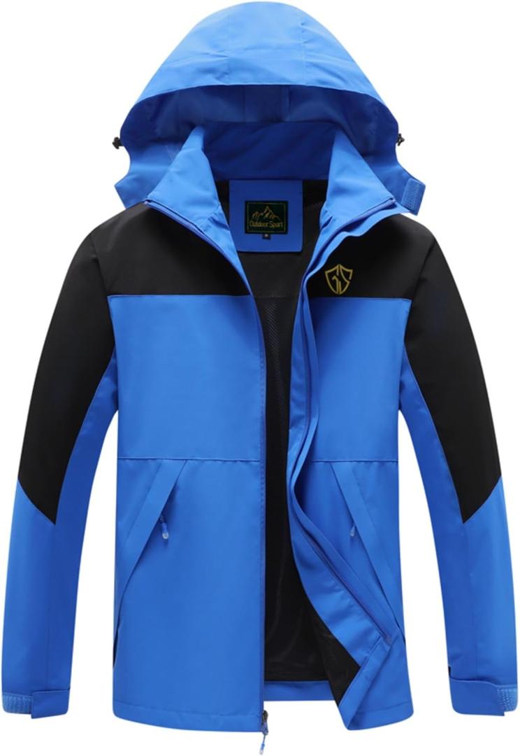 GIISAM Rain Jacket for Men, Mens Waterproof Raincoat Lightweight Rain Jackets Outdoor Rain Coat Windbreaker with Hood Blue XXL
