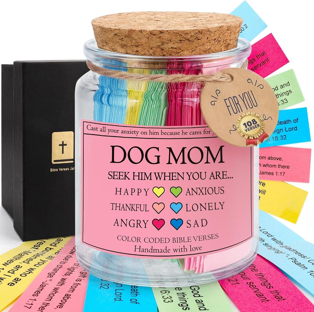 Mothers Day Dog Mom Gifts for Women - Pets Mom Christmas Birthday Gift for Dogs Lovers, Best Dogs Owner Present for Xmas White Elephant Secret Santa Gift, Bible Verse Prayer Hope Jars,Scripture Gifts