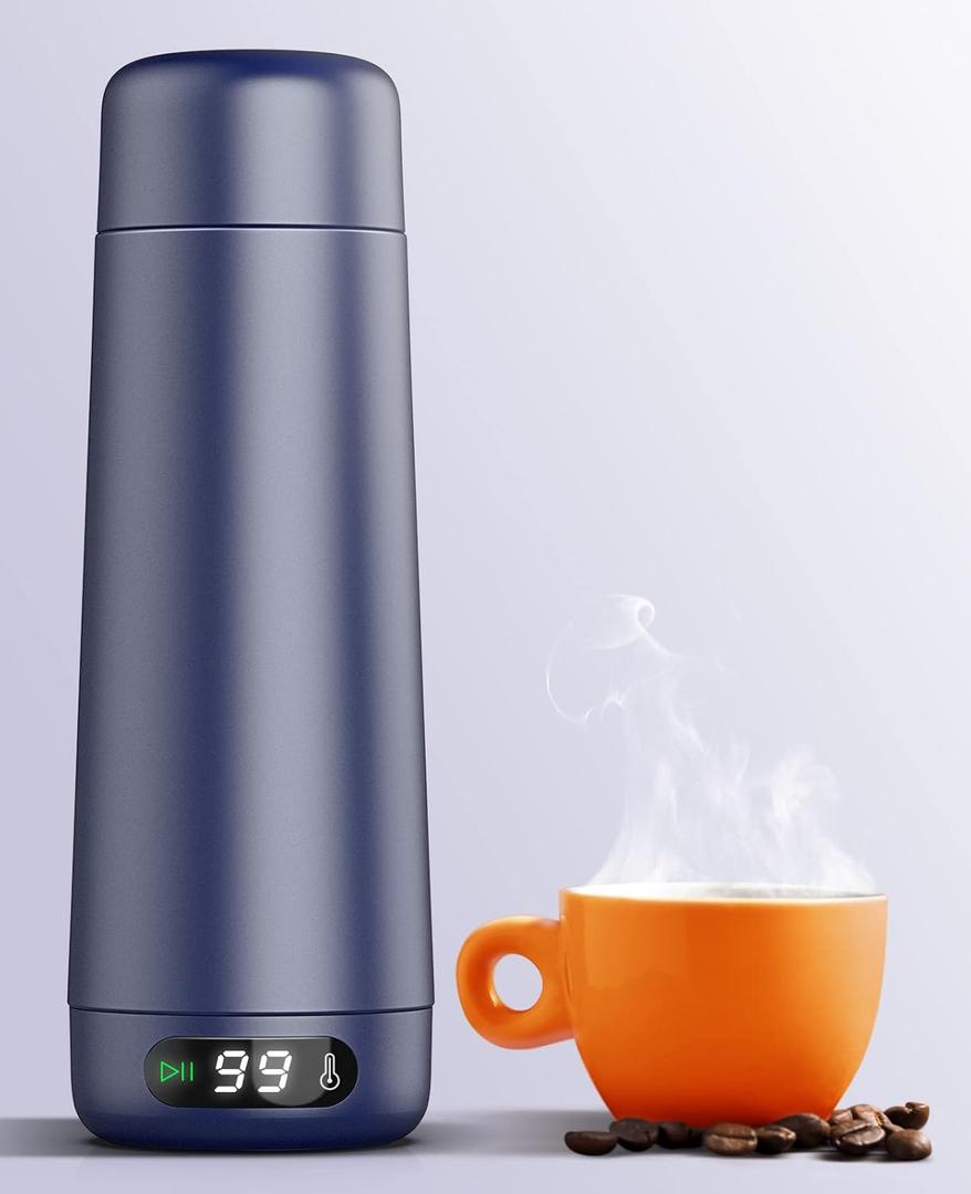 Travel Kettle, Dual Voltage Portable Electric Kettle 110V-220V-240V Smart Small Water Boiler for Tea & Coffee, 316 Stainless Steel, 6 Temperature Control and LCD Display, for Global Use (370ML)