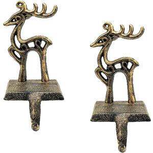2 Pieces Reindeer Christmas Stocking Holder Christmas Hooks Skid Mantel Hooks Hanger for Fireplace Free Standing Christmas Decorations