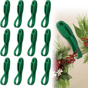 12 PCS Christmas Garland Hangers for Mantle, Fireplace Stocking and Garland Hanger, Stretchable and Reusable Silicone Adhesive Tape, Suitable for Christmas Door Frame, Staircase Decoration