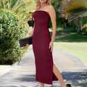 MANER Women's Strapless Bodycon Maxi Tube Dress Ribbed Elegant Casual Long Party Dresses (Purple, M)