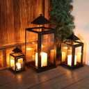 NEEDOMO Lanterns Decorative Outdoor&Indoor, Set of 3 Outdoor Lanterns for Porch, Vintage Candle Lantern Decor for Living Room, Fireplace, Fall, Christmas, Garden, Wedding, Yard, Bronze