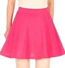 Basic Solid Stretchy Cotton High Waist A-line Flared Casual Skater Mini Skirt, L