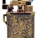 Lighters Metal Pocket Vintage Lighter Reusable Classic Creative Butane Grinding Wheel Lighters for Collection Decorative Gift (Butane Not Included) (Gold)