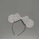 JIAHANG Velvet Mouse Ears Headband with Beads, White Hair Bow Hairband with Pearls, Party Decoration Headwear Hair Accessories for Women Girls