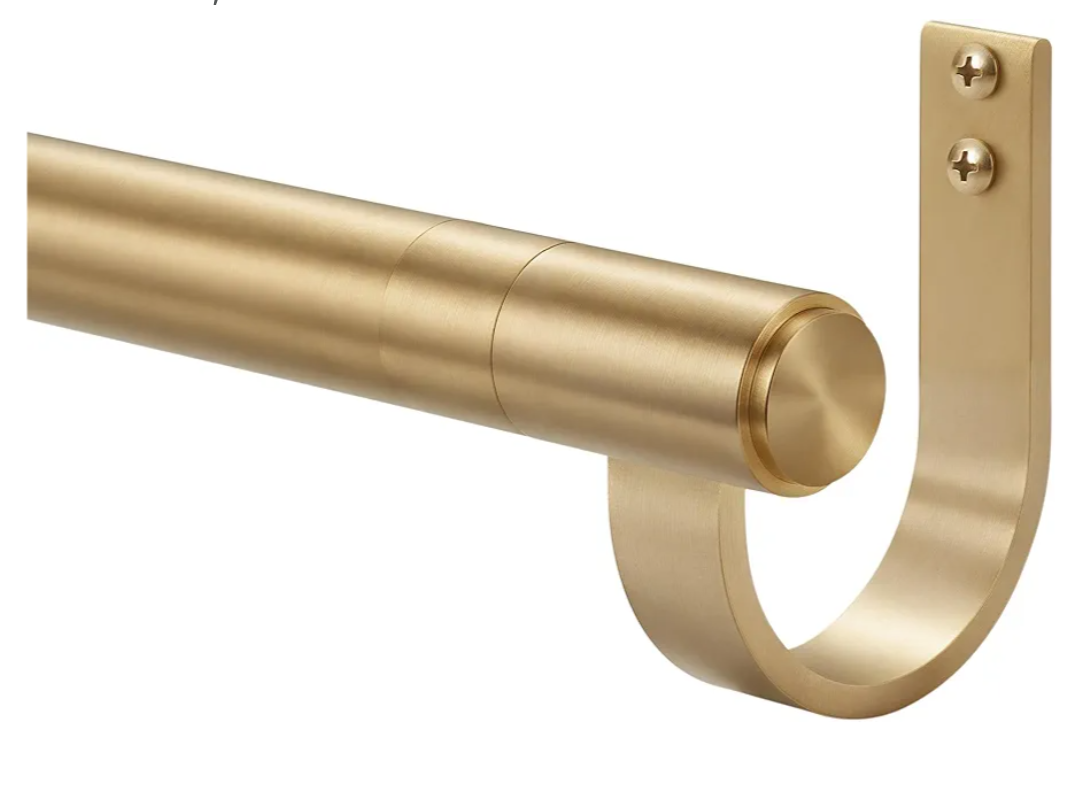 Curtain Rods for 28-68” Windows, Splicing Construction, 1” Adjustable Drapery Rod with Aluminum Alloy Brackets and Finials for Window, Sliding Door, Patio, Living Room Decoration, Brushed Gold