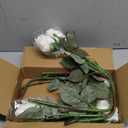 IPOPU 5 Pcs White Artificial Real Touch Roses 17.71 Latex Realistic Fake Roses for Vase Wedding Party DIY Bridal Bouquet Office Home Living Room Decor(White)