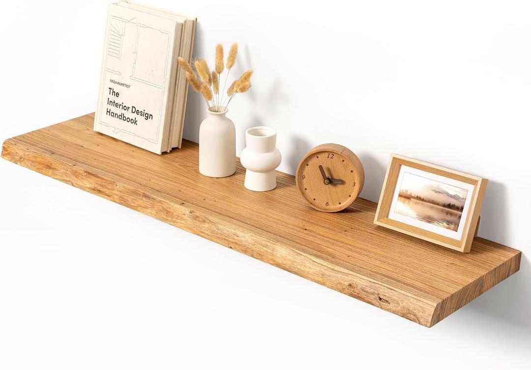 40" Live Edge Floating Shelf, Solid Elm Wood Wall Shelf, 40 Inch | 1 Pack