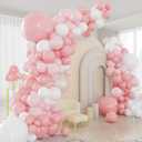 Pink and White Balloons Arch Kit, 124pcs Light Pink White Transparent Balloons with 16ft Tape Strip & Dot Glue for Birthday Baby Shower Wedding Party Decorations