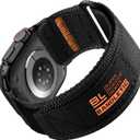 Rugged Nylon Bands Compatible with Apple Watch Ultra 2 Band 49mm for Men, Tactical Military Adjustable Soft Woven Loop Strap Also for iWatch Series 10 46mm, 9 8 7 45mm, SE 6 5 4 44mm, Black