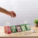 MyGift Acrylic Tea Bag Organizer Box with 5 Compartments and Hinged Lid, Drink Packet Storage Box, Kitchen Countertop Caddy Pantry for Assorted Teas and Condiments, Modern