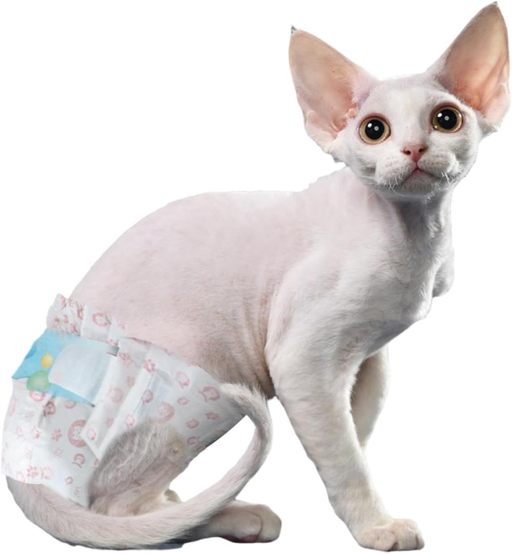 Disposable Cat Diapers, 40 Count Perfect for Both Male and Female Cats, for Elderly, Incontinent, or Post-Surgery Cats and Dog Leak-Proof, Super Absorbent & Hypoallergenic Pet Diapers, Small