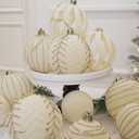 3.15INCH Beige Velvet Ornaments for Christmas Tree, 12PCS Glitter Flocked Christmas Ornaments Decorations Balls Set Decor