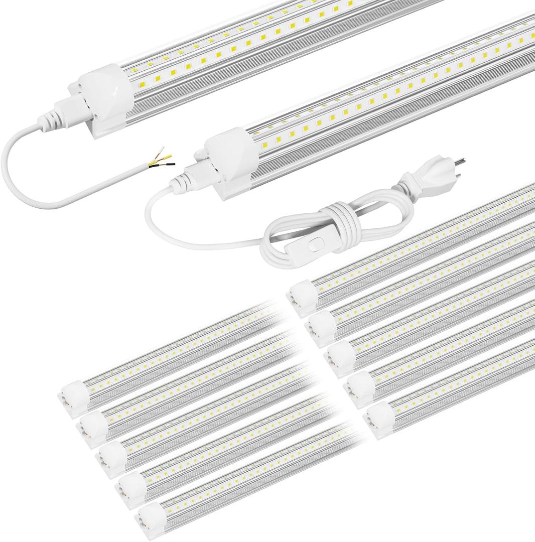 Very Bright 5ft LED Shop Light 10 Pack, 45W 6750LM 6500K Daylight