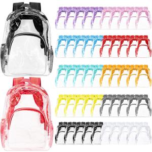 Aliceset Clear Backpack Bulk Heavy Duty Clear Bookbag 16" Transparent Waterproof Color Back Packs Donation Sports Stadium(50 Pcs)